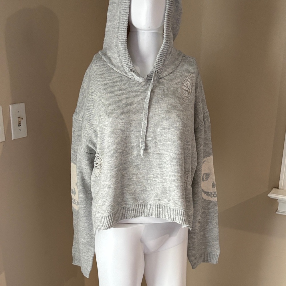 Vintage Havana Light Gray Distressed Hoodie